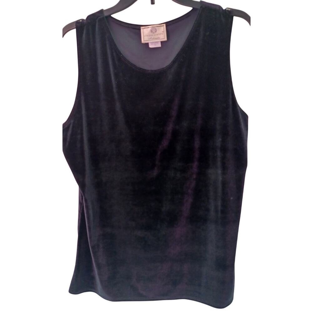 Linda Karen Black Velvet Sleeveless Top Size XL Whimsigoth Evening Wear 90s Y2K